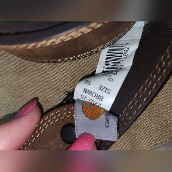 Carhartt Leather Brown Suede Men Mens Silver Buckle Belt Sz 50 - Picture 4 of 4